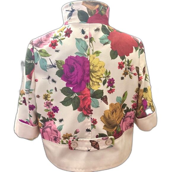 Ted Baker London Floral Jacket Size 5 (XL) Vibrant Botanical Satin Lined Coat - Picture 4 of 10